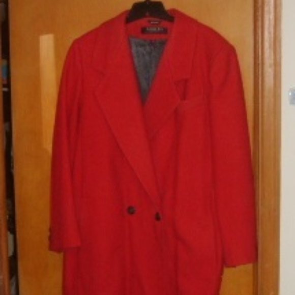 Vintage Wool Coat 16 Long Red Aldofo Classics - Picture 2 of 3